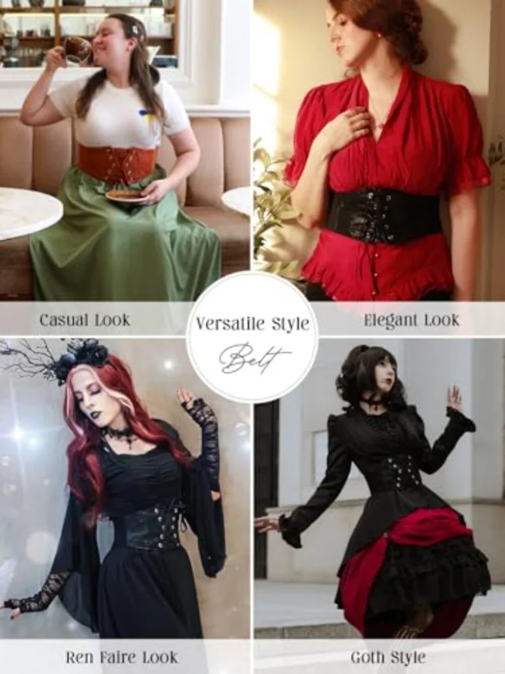 GRACE KARIN Renaissance Corset Belt Women Wide Waist Faux Leather Lace-Up
